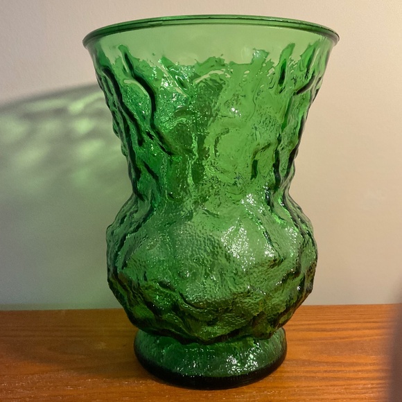 Vintage E.O. Brody Company Green Crinkle Glass Flower Vase 8” - Picture 4 of 13